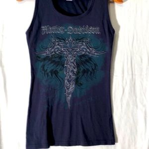 Harley Davidson Navy Racerback tank w/dealer name